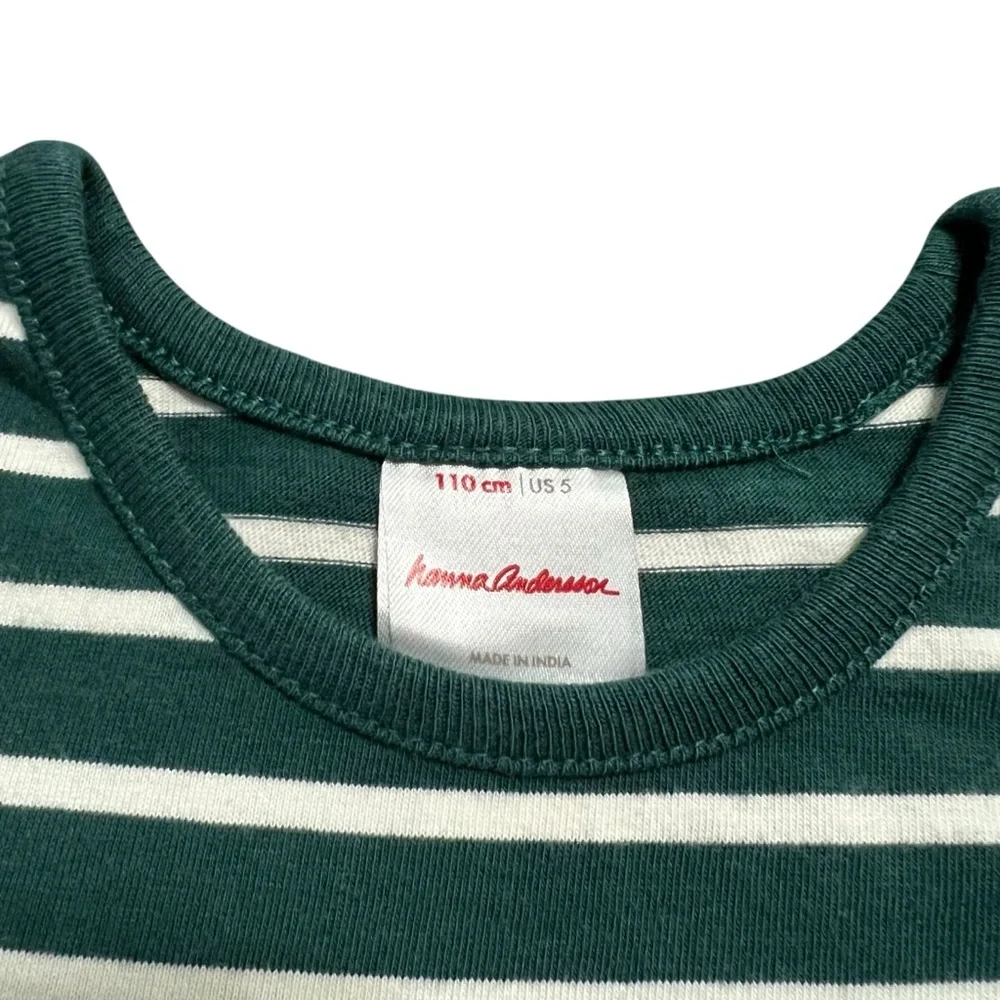 Hanna Andersson Sz 110 (5) Green Striped Unicorn Mixie Play Dress
